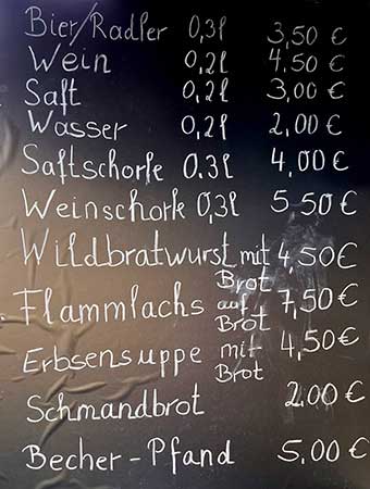 Getr�nke- und Speisenkarte Pfingsten 2026